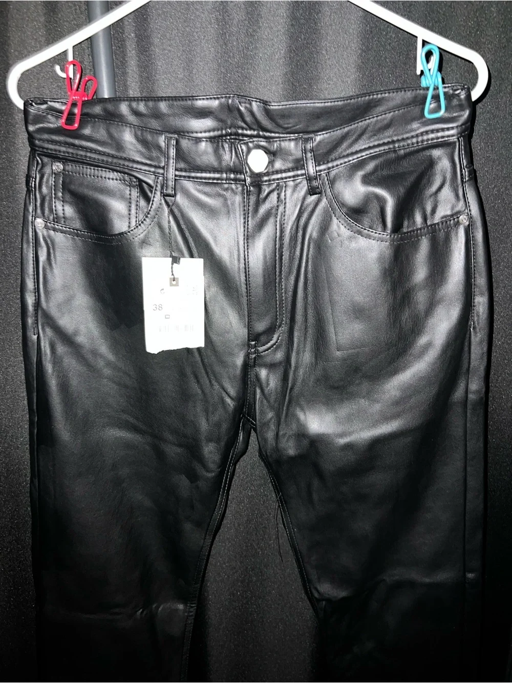 Black Faux Leather Men’s Pants